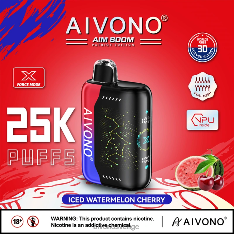 Aivono AIM BOOM 25 000 iskallt vattenmelon körsbär - 80ZTN347 Aivono Vape